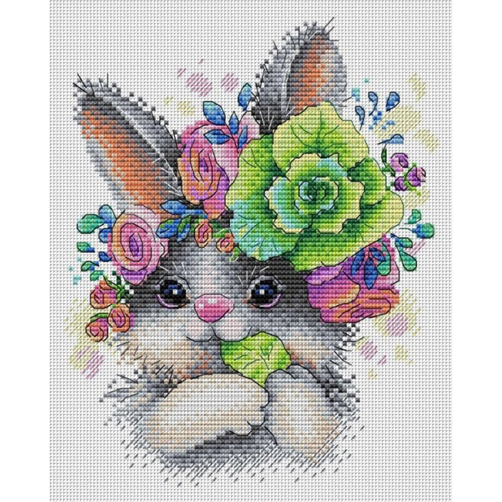 Charming Bunny - 14CT Stamped Cross Stitch 20*25CM(Joy Sunday)