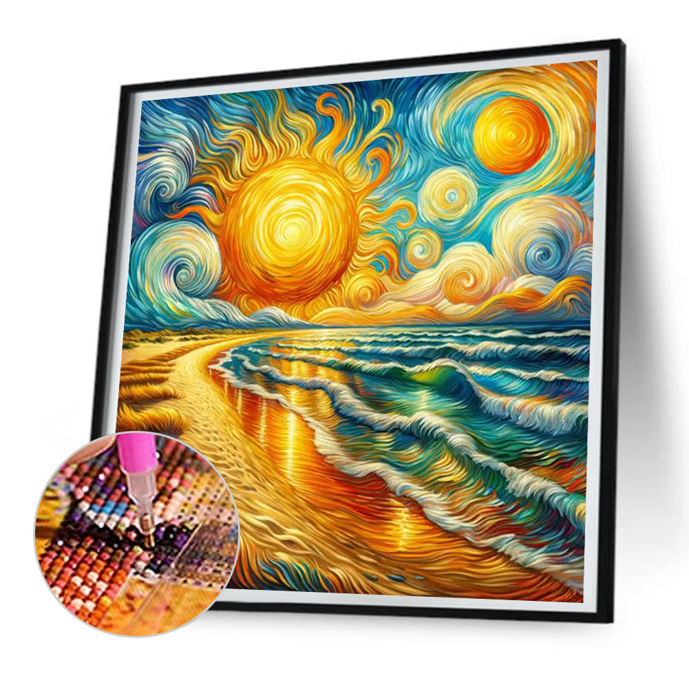 The Seaside Through Van Gogh'S Eyes - Full Round Drill Diamond Painting 30*30CM