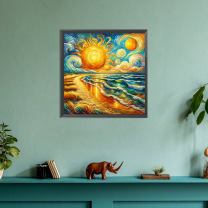 The Seaside Through Van Gogh'S Eyes - Full Round Drill Diamond Painting 30*30CM