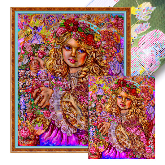 Classical Doll Girl - 11CT Stamped Cross Stitch 50*60CM