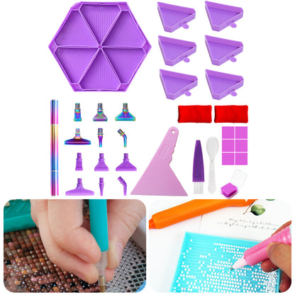 Diamond Painting Tool Accessory Tray Kit with Brush Spoon Glue Clays (Set 3)