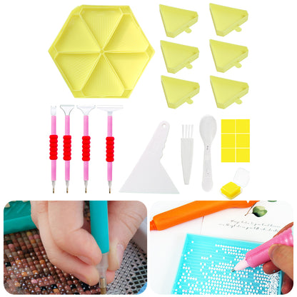 Diamond Painting Tool Accessory Tray Kit with Brush Spoon Pen Glue Clay (Set 1)