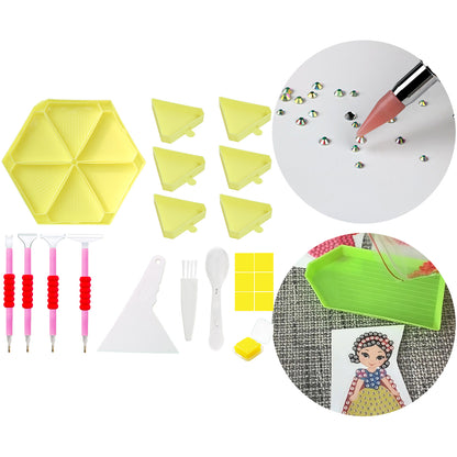 Diamond Painting Tool Accessory Tray Kit with Brush Spoon Pen Glue Clay (Set 1)