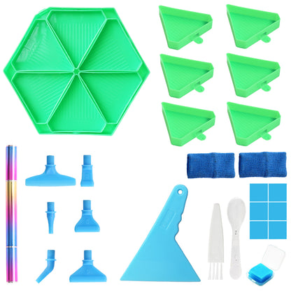 Diamond Painting Tool Accessory Tray Kit with Brush Spoon Glue Clays (Set 2)