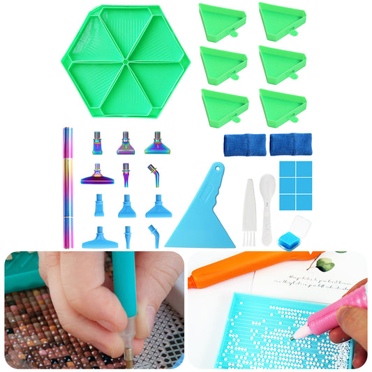 Diamond Painting Tool Accessory Tray Kit with Brush Spoon Glue Clays (Set 3)
