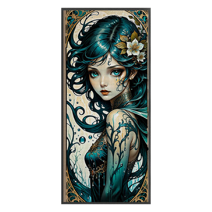 Green Hair Girl - 11CT Stamped Cross Stitch 40*90CM