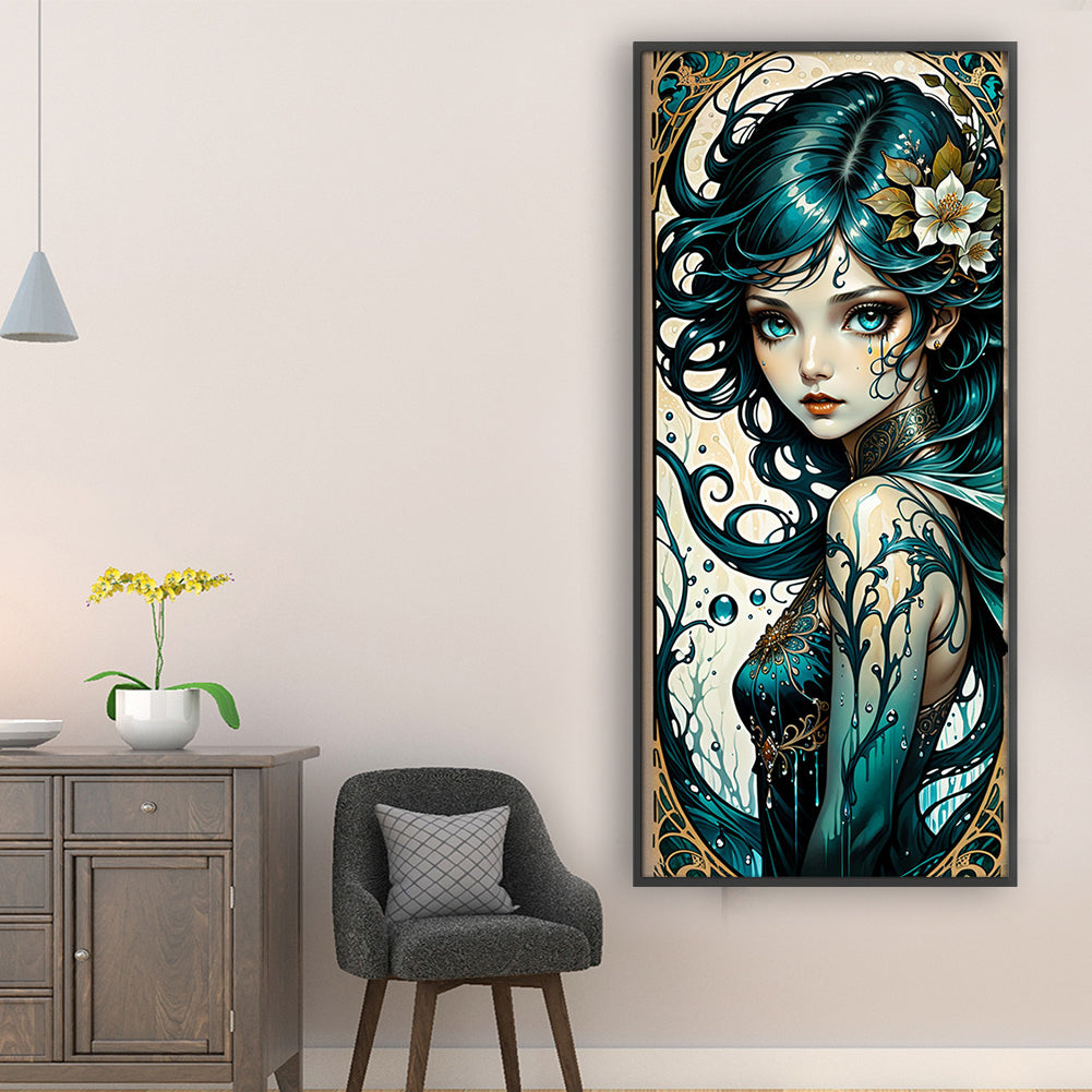 Green Hair Girl - 11CT Stamped Cross Stitch 40*90CM