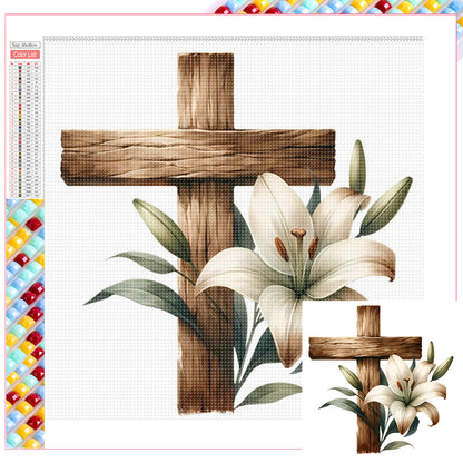 Cross Lily - Full Square Drill Diamond Painting 40*70CM
