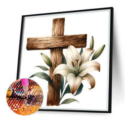 Cross Lily - Full Square Drill Diamond Painting 40*70CM