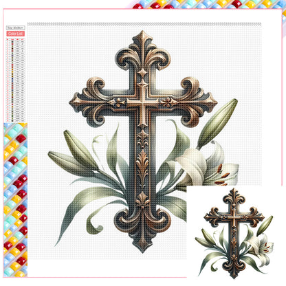 Cross Lily - Full Square Drill Diamond Painting 40*70CM