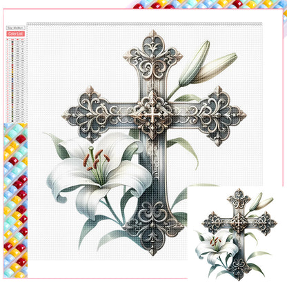 Cross Lily - Full Square Drill Diamond Painting 30*30CM