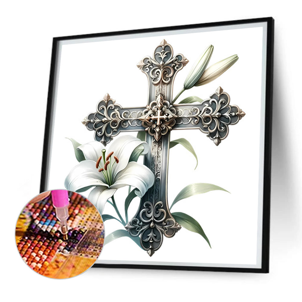 Cross Lily - Full Square Drill Diamond Painting 30*30CM