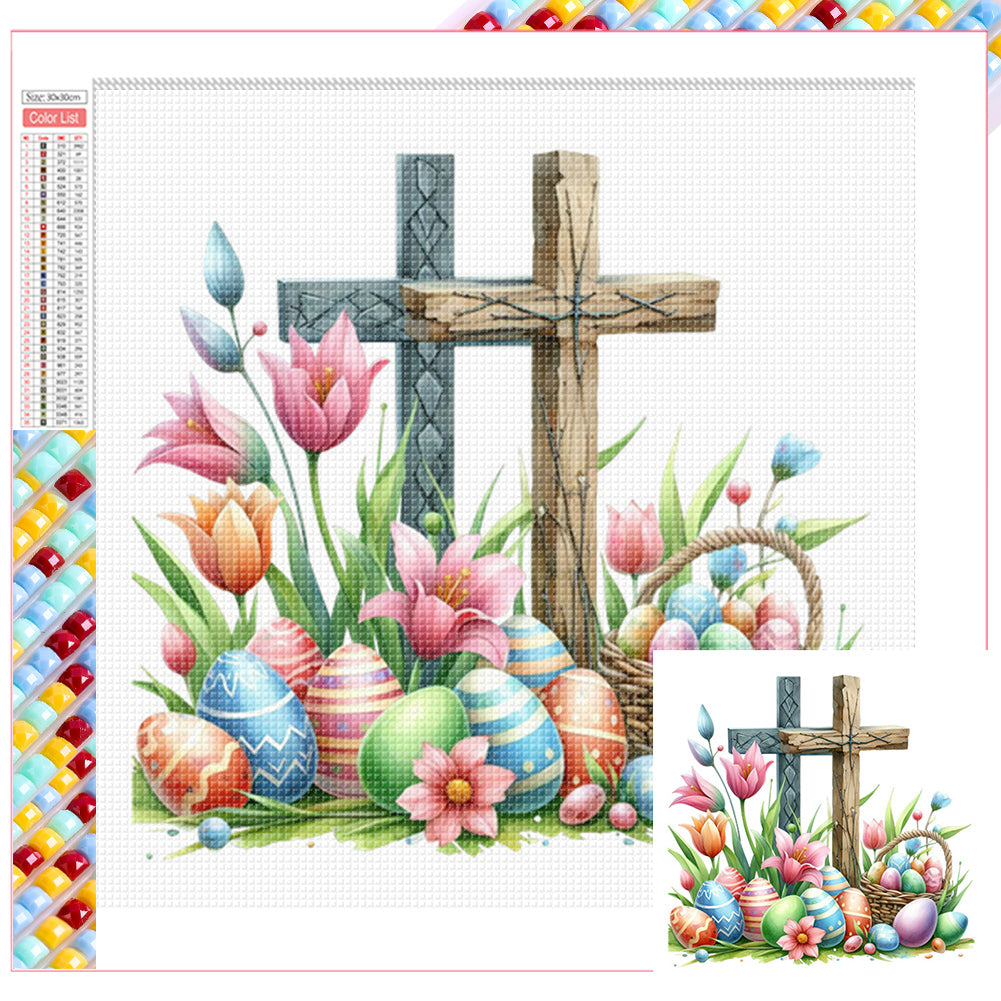 Easter Cross - Full Square Drill Diamond Painting 30*30CM