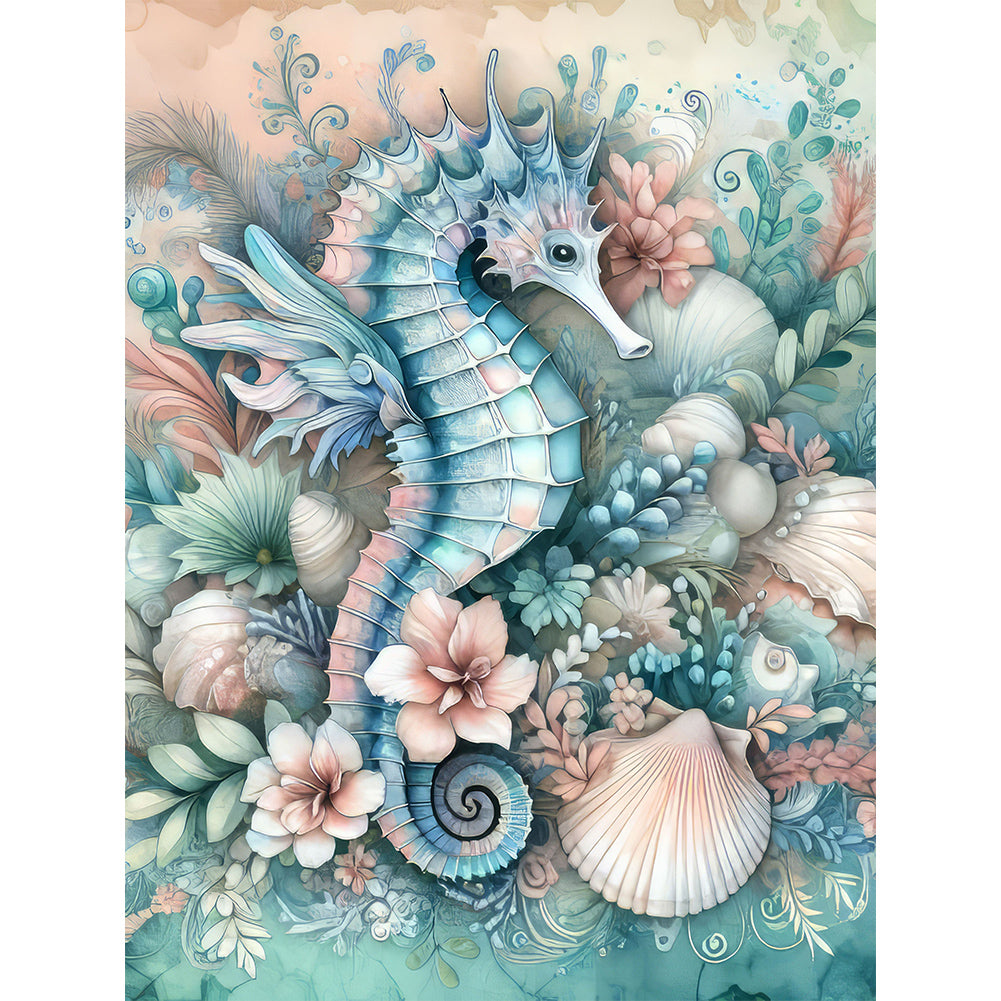 Flowers Seahorse - Full Round Drill Diamond Painting 30*40CM