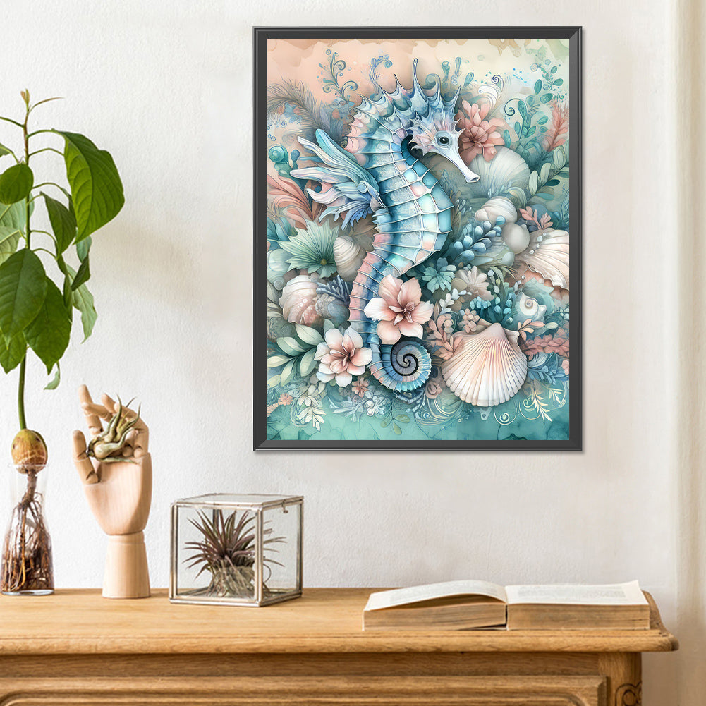 Flowers Seahorse - Full Round Drill Diamond Painting 30*40CM