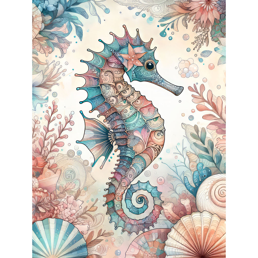 Flowers Seahorse - Full Round Drill Diamond Painting 30*40CM