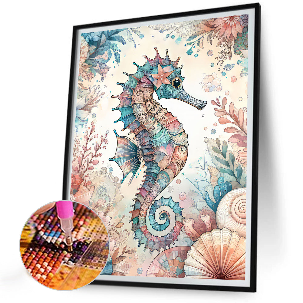 Flowers Seahorse - Full Round Drill Diamond Painting 30*40CM