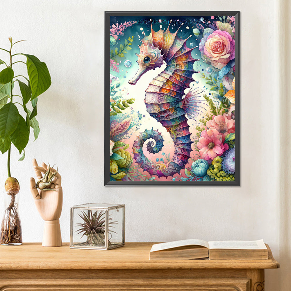 Flowers Seahorse - Full Round Drill Diamond Painting 30*40CM