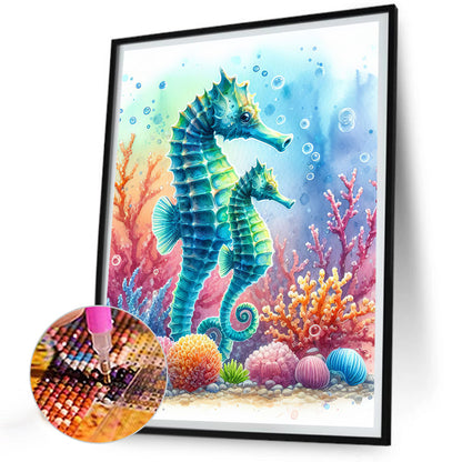 Flowers Seahorse - Full Round Drill Diamond Painting 30*40CM