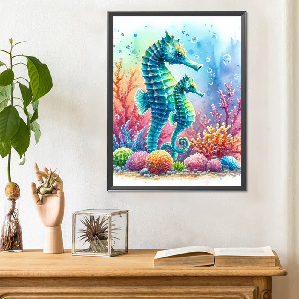 Flowers Seahorse - Full Round Drill Diamond Painting 30*40CM