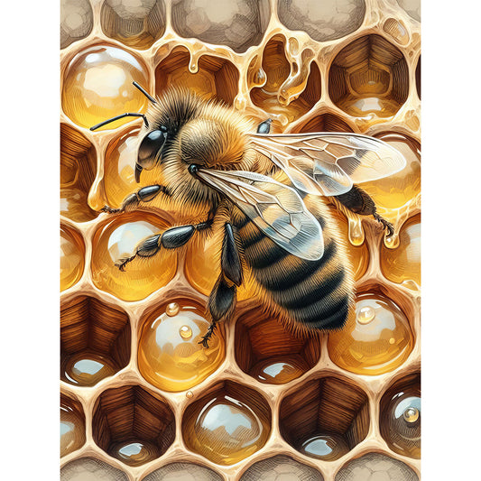 Flower Bee - Full Round Drill Diamond Painting 30*40CM