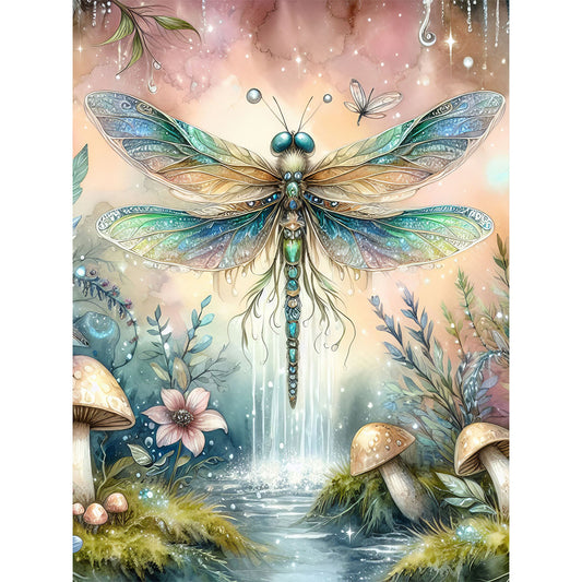 Romantic Dragonfly - Full Round Drill Diamond Painting 30*40CM