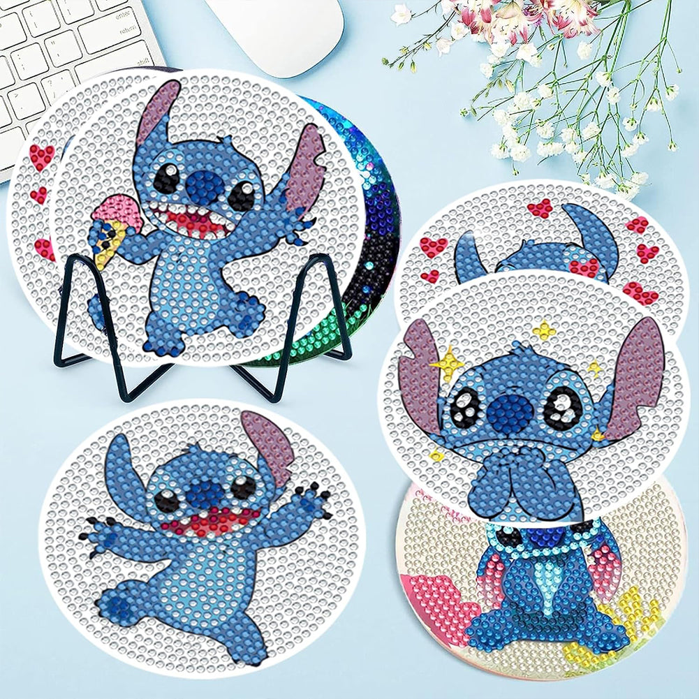 8 Pcs Stitch Diamond Art Coasters With Holder Diamond Art Painting Coasters Kits