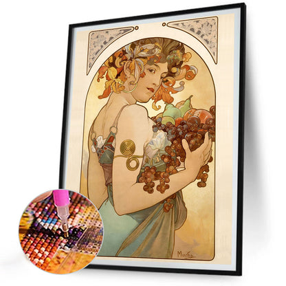 Mucha Girl - Full Round Drill Diamond Painting 30*40CM