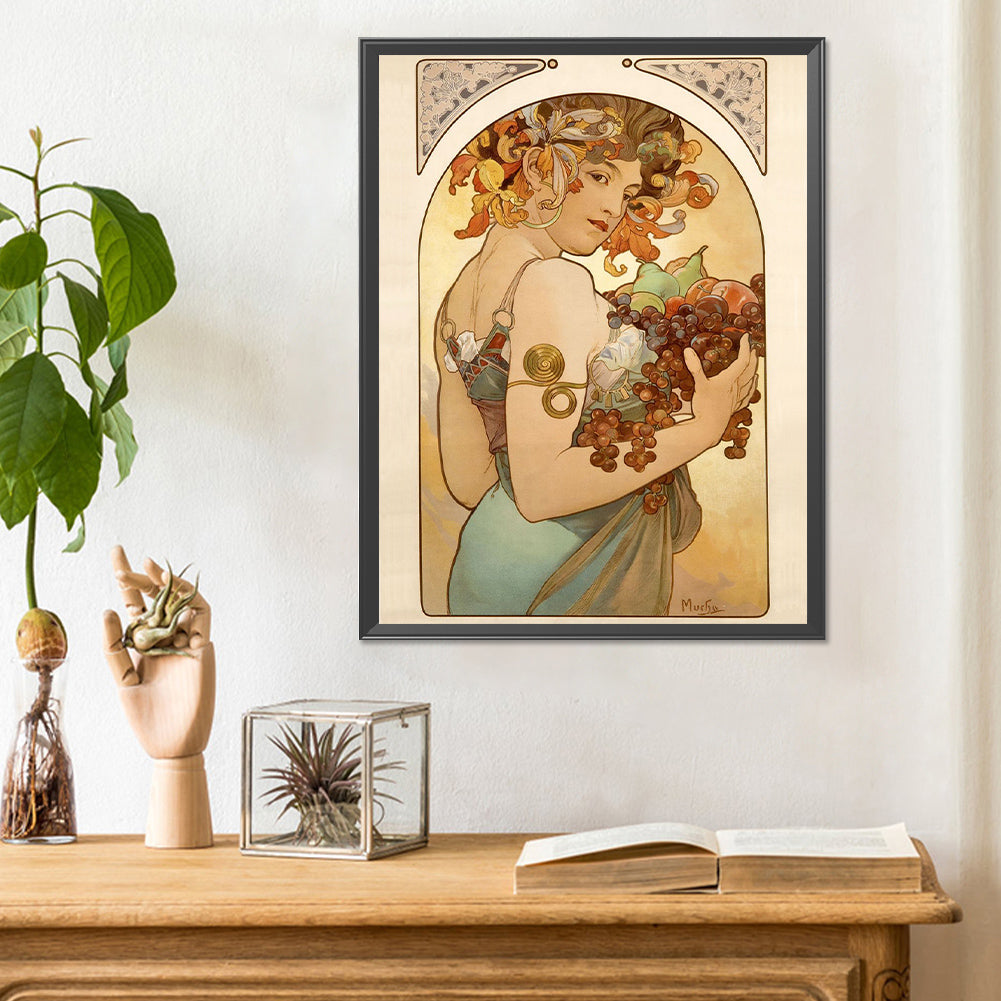 Mucha Girl - Full Round Drill Diamond Painting 30*40CM