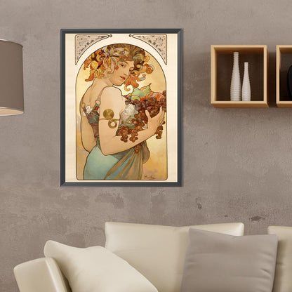 Mucha Girl - Full Round Drill Diamond Painting 30*40CM