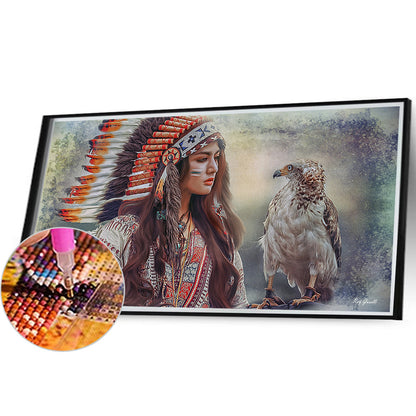 Indian Girl - Full Round Drill Diamond Painting 50*30CM