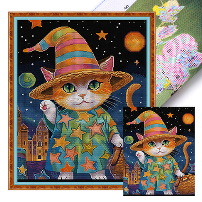 Cat Star - 14CT Stamped Cross Stitch 41*51CM(Joy Sunday)