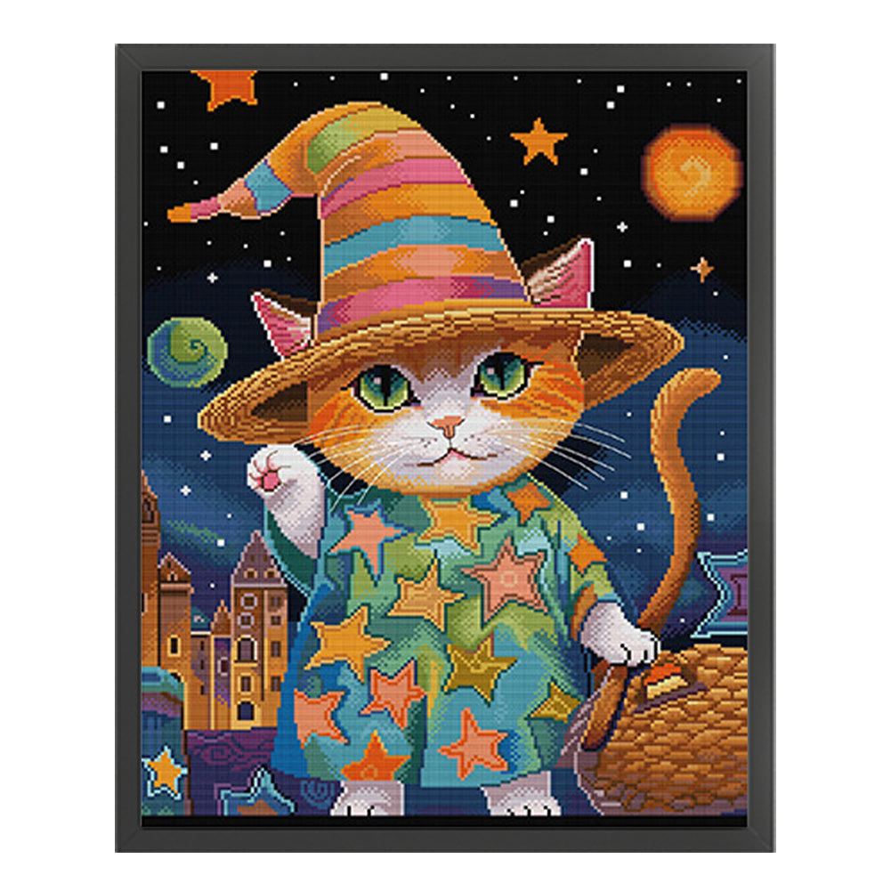 Cat Star - 14CT Stamped Cross Stitch 41*51CM(Joy Sunday)