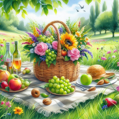 Spring Outdoor Flowers And Fruits - Full Round Drill Diamond Painting 30*30CM