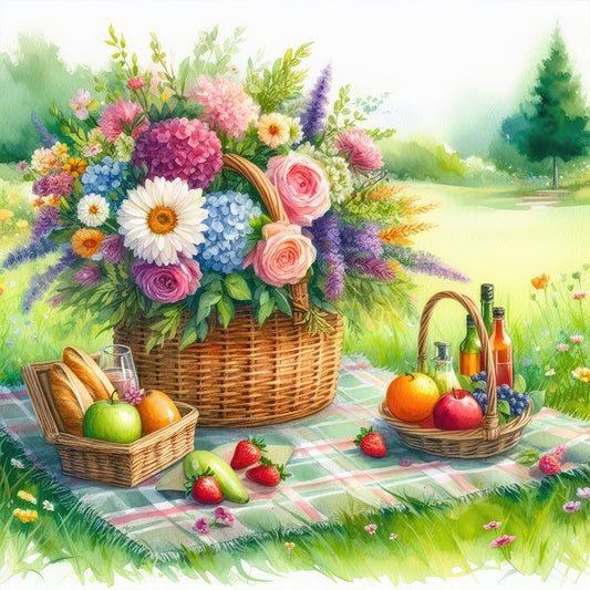 Spring Outdoor Flowers And Fruits - Full Round Drill Diamond Painting 30*30CM