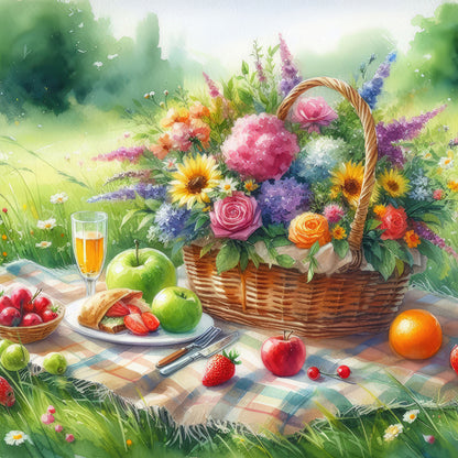 Spring Outdoor Flowers And Fruits - Full Round Drill Diamond Painting 30*30CM