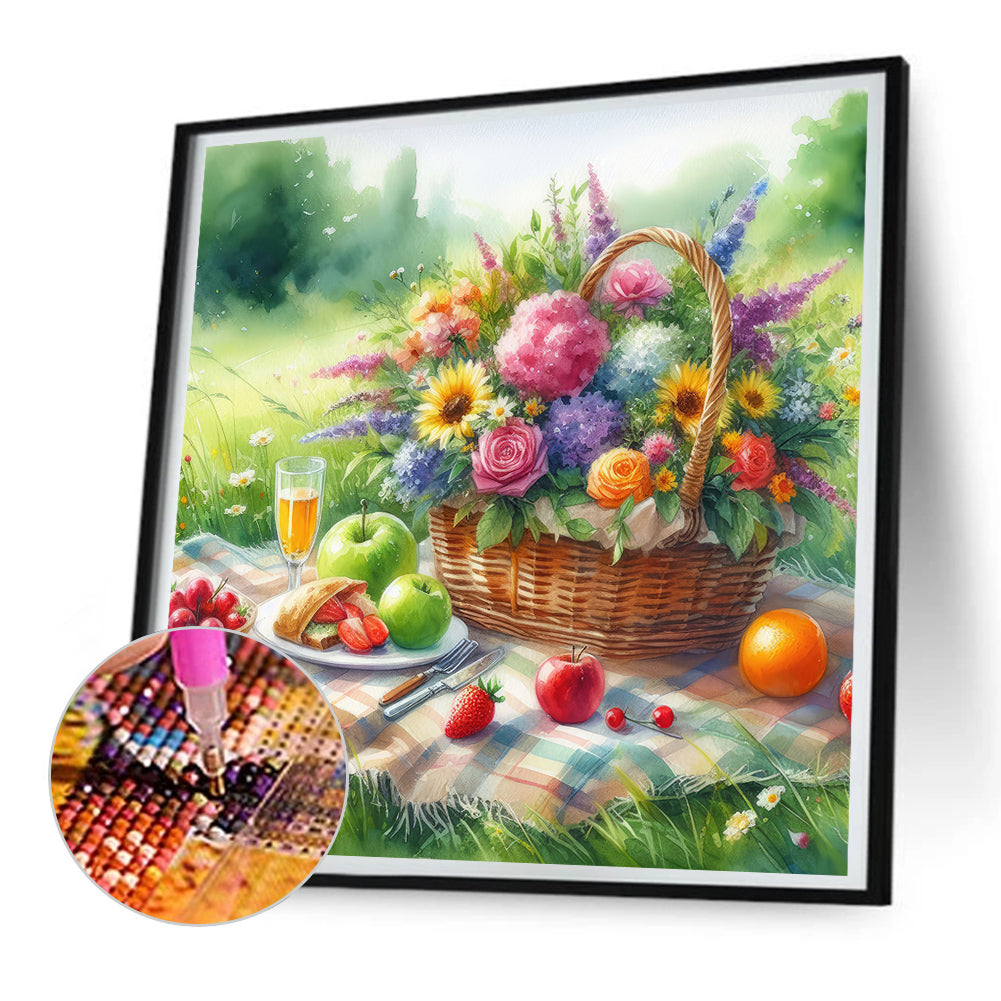 Spring Outdoor Flowers And Fruits - Full Round Drill Diamond Painting 30*30CM