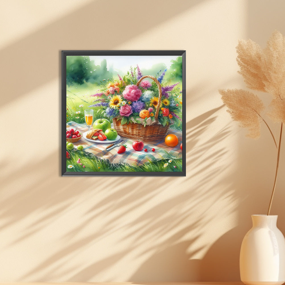 Spring Outdoor Flowers And Fruits - Full Round Drill Diamond Painting 30*30CM