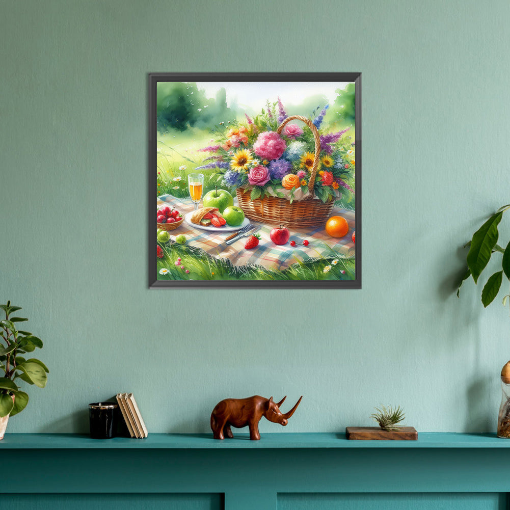 Spring Outdoor Flowers And Fruits - Full Round Drill Diamond Painting 30*30CM