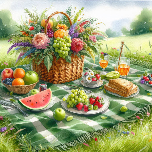 Spring Outdoor Flowers And Fruits - Full Round Drill Diamond Painting 30*30CM