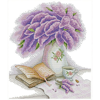 Hyacinth And Book - 14CT Stamped Cross Stitch 34*37CM(Joy Sunday)