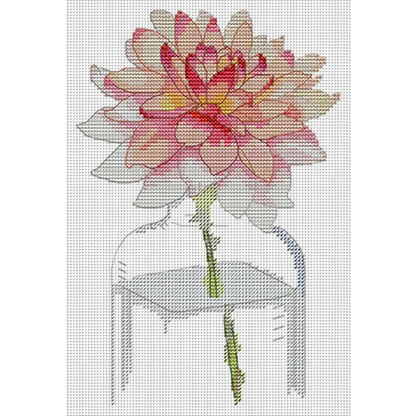 Pink Lotus In Bottle - 14CT Stamped Cross Stitch 19*28CM(Joy Sunday)