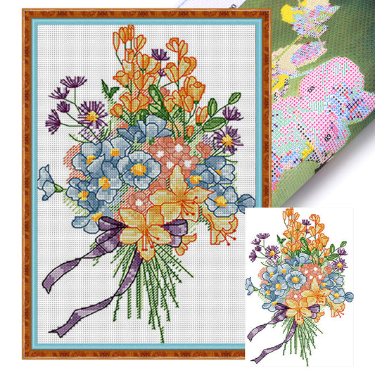 Wildflower Bouquet - 14CT Stamped Cross Stitch 18*28CM(Joy Sunday)