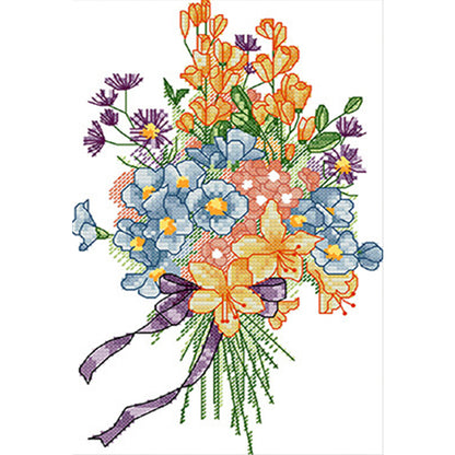 Wildflower Bouquet - 14CT Stamped Cross Stitch 18*28CM(Joy Sunday)
