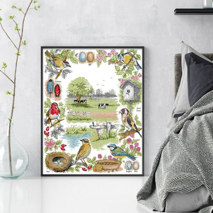 Bird Ecology - 14CT Stamped Cross Stitch 48*58CM(Joy Sunday)