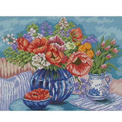Vase And Fruits On The Table - 14CT Stamped Cross Stitch 44*36CM(Joy Sunday)