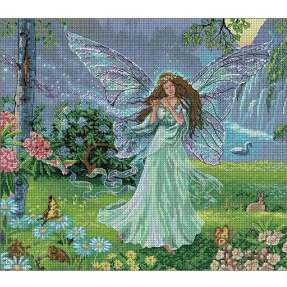Butterfly Fairy In Blue - 14CT Stamped Cross Stitch 49*43CM(Joy Sunday)