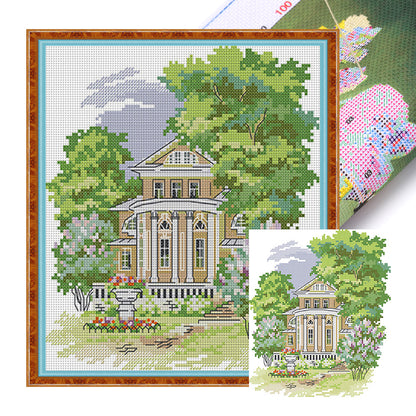 Secluded Manor - 14CT Stamped Cross Stitch 22*26CM(Joy Sunday)