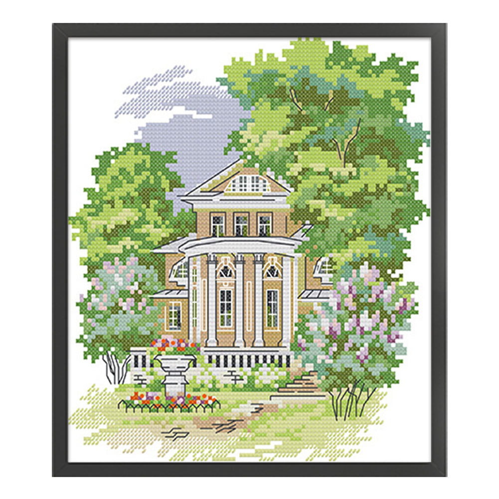 Secluded Manor - 14CT Stamped Cross Stitch 22*26CM(Joy Sunday)