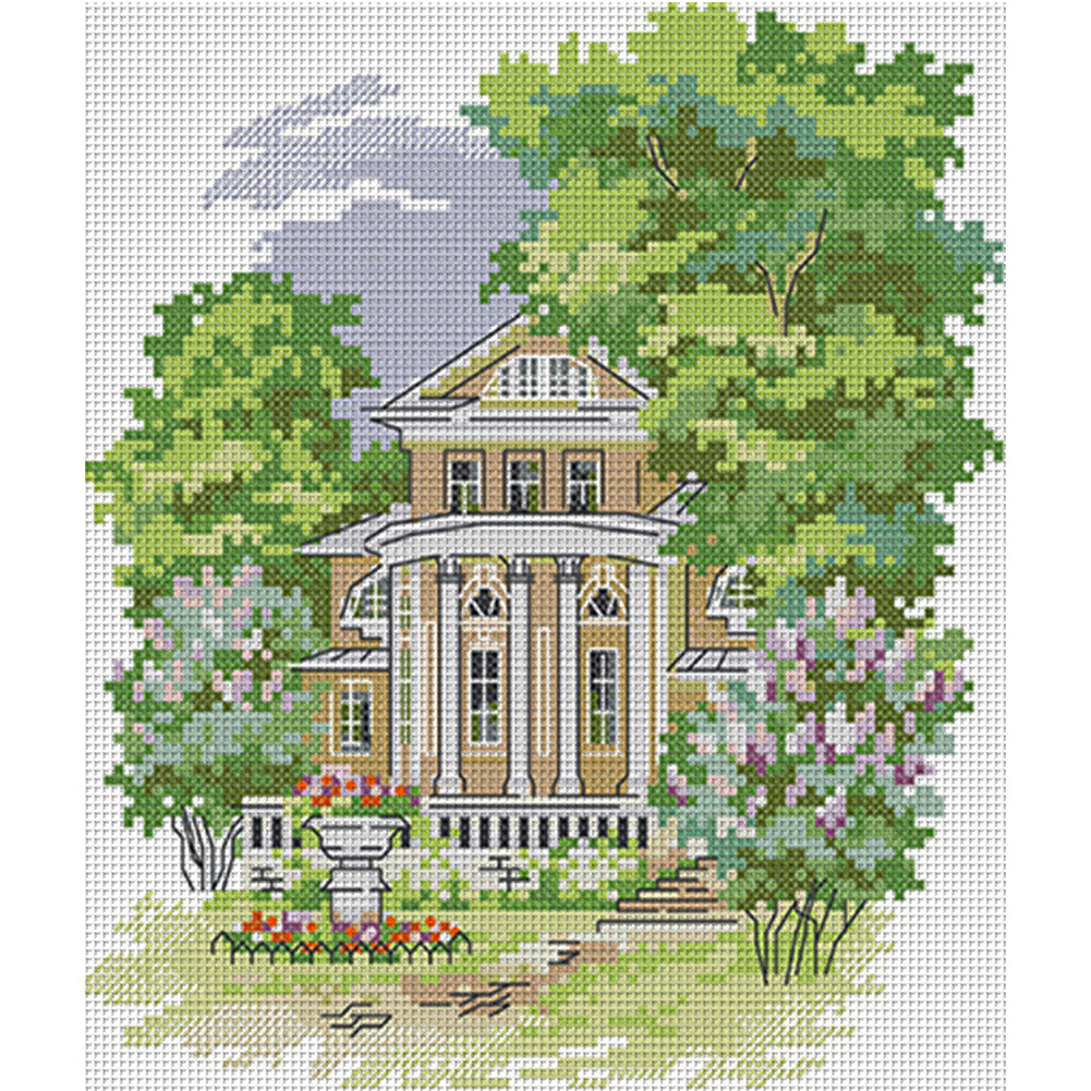 Secluded Manor - 14CT Stamped Cross Stitch 22*26CM(Joy Sunday)